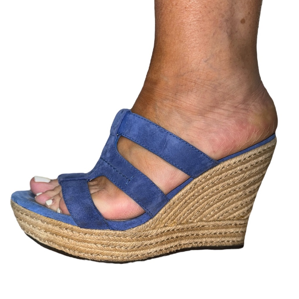 Uggs Blue Wedge Suede Sandal Heels Women's